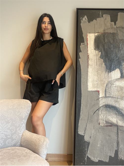 Short in cotone con risvolto DIECI MINUTI | FB654P20Q5